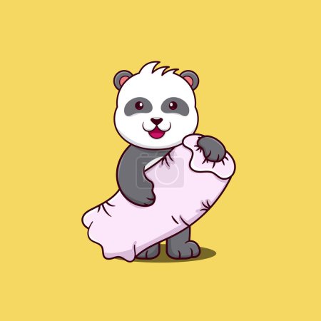 mignon bébé panda tenant un mitre
