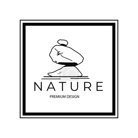 illustration nature stone logo line art design minimalist