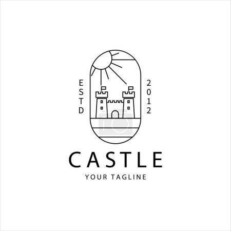 château logo ligne art vintage modèle illustration conception
