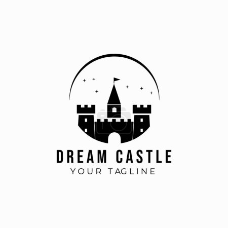rêve château logo illustration silhouette vintage modèle design