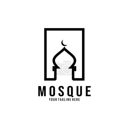 mezquita logo vector línea arte vintage ilustración diseño