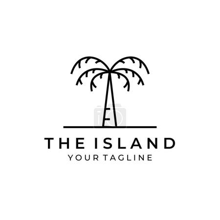 island paradise line art palm tree logo vector illustration design graphic
