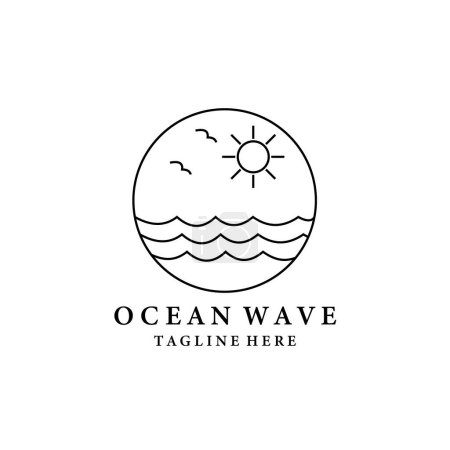 ocean wave logo line art vector illustration design