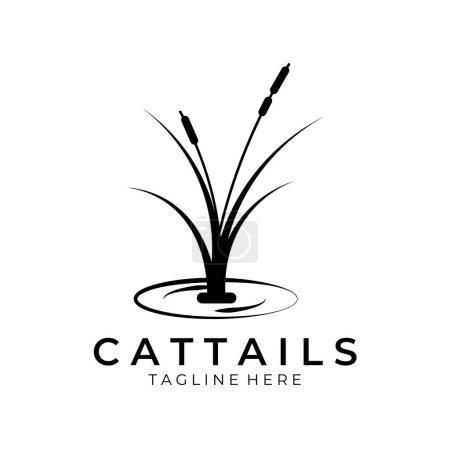 Illustration for Cattail Logo Vector Vintage Illustration design - Royalty Free Image