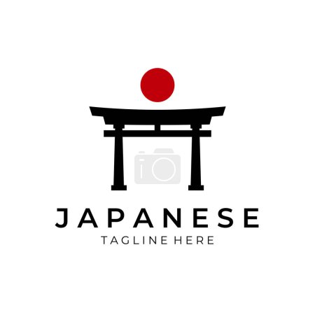 Japanese torii gate logo vintage vector illustration design