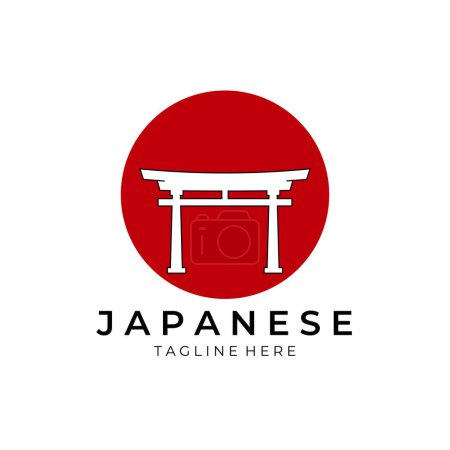 Ilustración de Diseño de ilustración de vector vintage logo de puerta torii japonés - Imagen libre de derechos