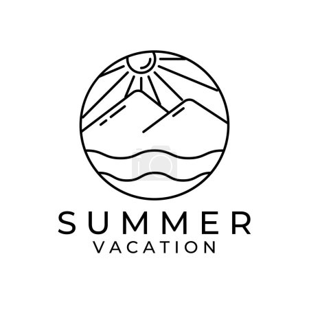 summer vacation logo line art vector design