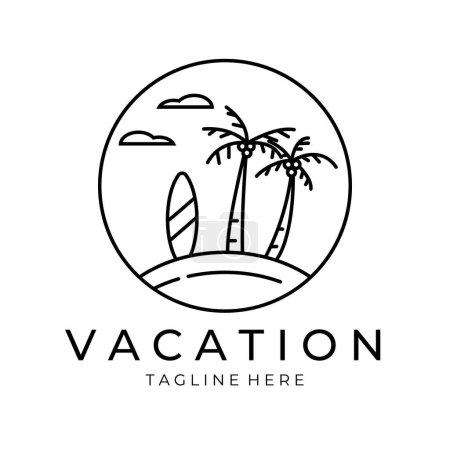 Urlaub und Paradies Logo Linie Kunst Vektor Design