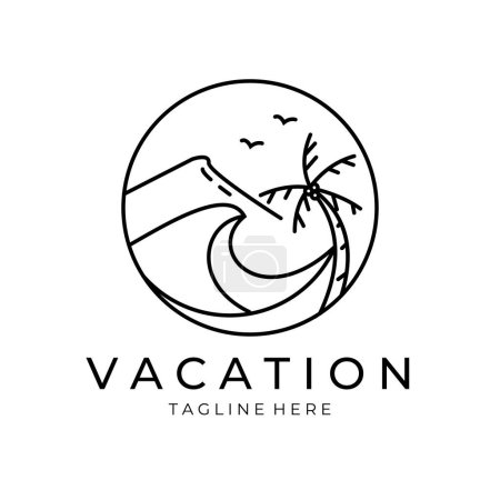 Urlaub und Paradies Logo Linie Kunst Vektor Design