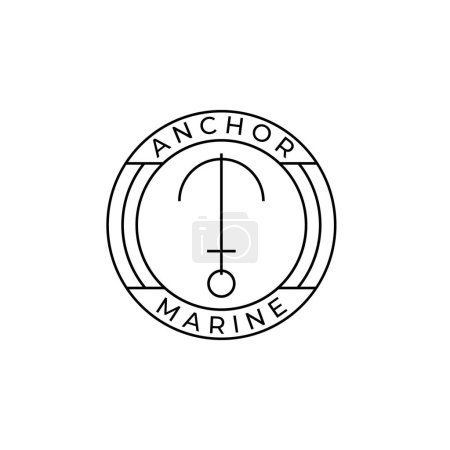 Illustration for Anchor line art logo marine badge vector design - Royalty Free Image