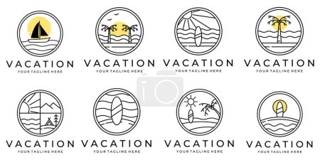 set or bundle Summer travel vacation vector logo concept illustration design
