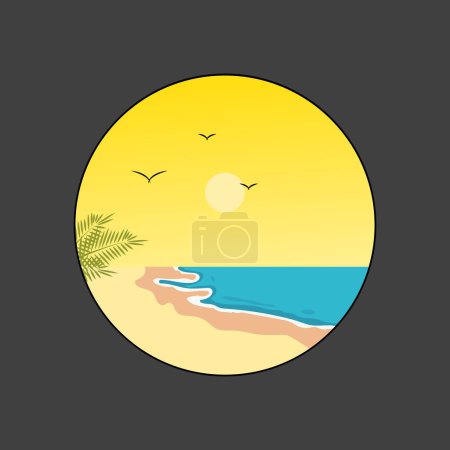 beach logo design vector emblem illustration design template for vacation