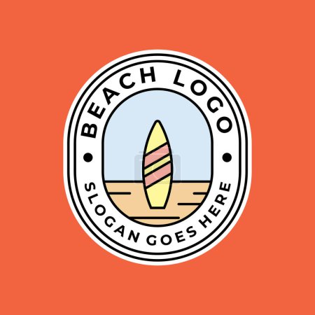 beach emblem logo vector surfing graphic design