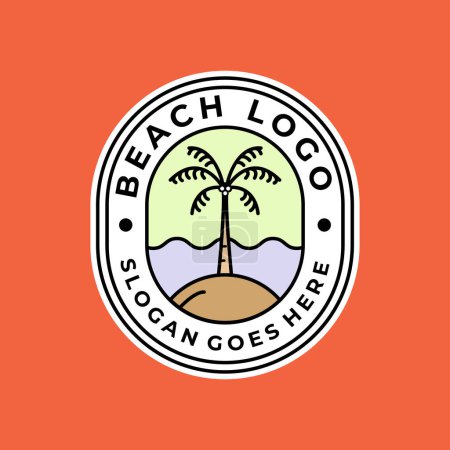 beach emblem logo vector coconut tree graphic design