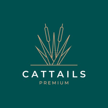 Illustration for Cattail grass line art logo vector symbol illustration design - Royalty Free Image