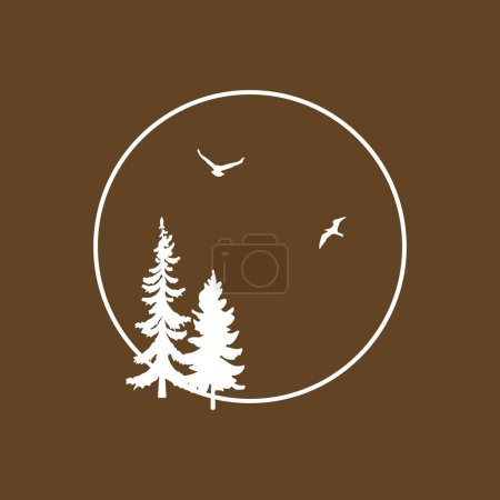 Téléchargez les illustrations : Forêt pins logo icône vecteur modèle conception - en licence libre de droit