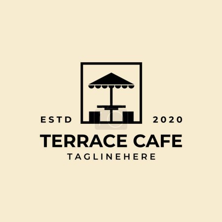 Terraza café insignia vintage logotipo vector ilustración diseño