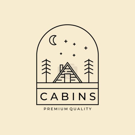 cabine minimaliste ligne art badge logo modèle vectoriel illustration conception