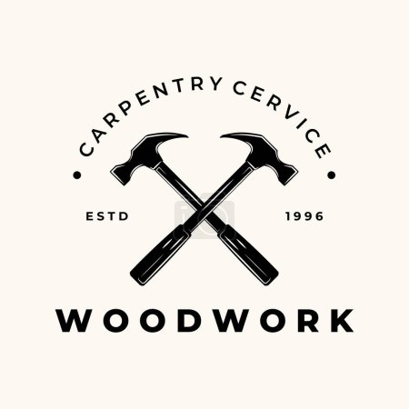 hammer carpentry vintage logo vector illustration template design