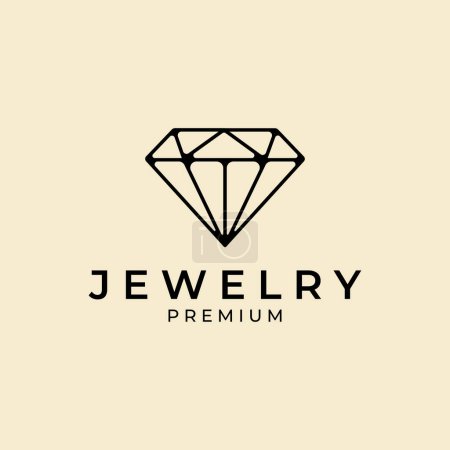 Illustration for Diamond jewelry logo line art vector illustration design - Royalty Free Image