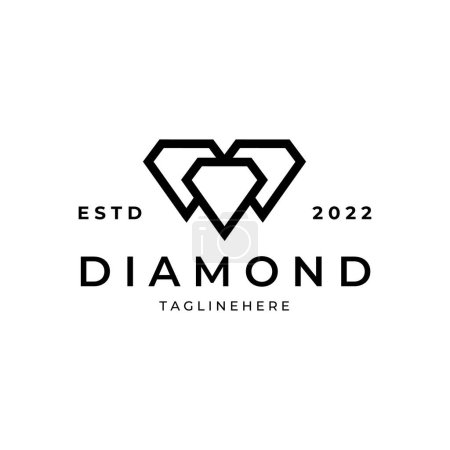Diamant Logo Schmuck Linie Kunst Vektor Ikone Illustration Design