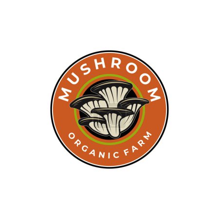 Insigne de champignons huîtres Logo Élément graphique vectoriel pour la conception et l'illustration de fermes ou d'exploitations agricoles