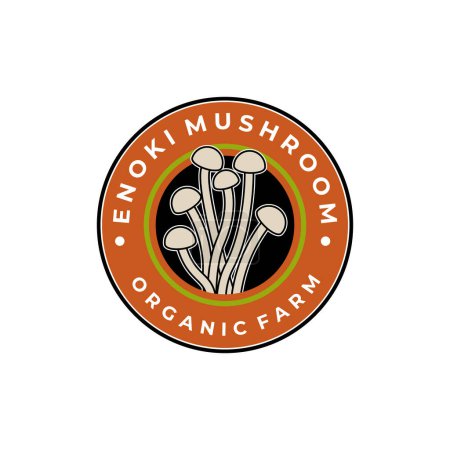 enoki champignon badge logo symbole illustration conception modèle