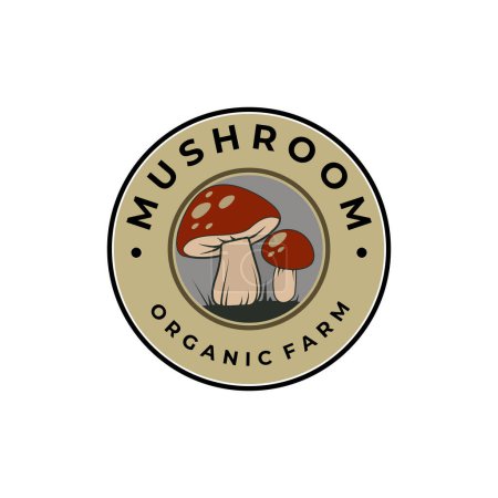 modèle de conception d'illustration de symbole de logo de badge champignon