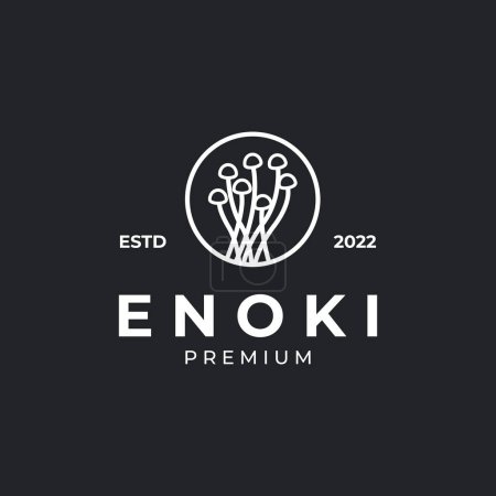enoki champignon badge logo symbole illustration conception modèle