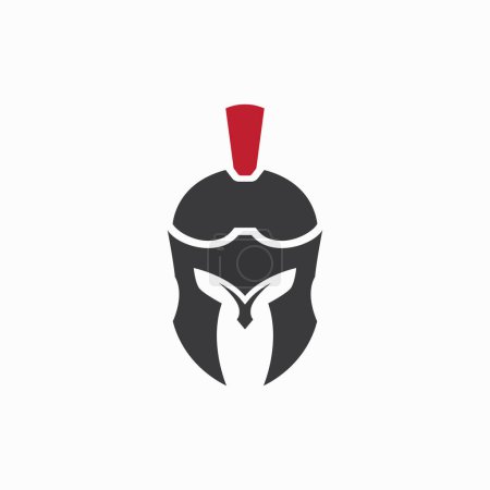 Illustration for Spartan or gladiator helmet logo vector design - Royalty Free Image