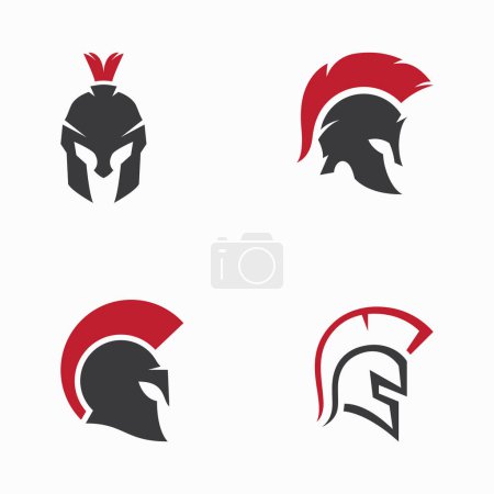 Illustration for Spartan or gladiator helmet logo vector design - Royalty Free Image