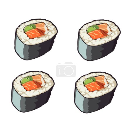 Illustration for Sushi rolls set. Vector illustration of japanese food. - Royalty Free Image