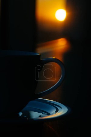 Photo for Coffee cup and sunrise in hotel - Royalty Free Image