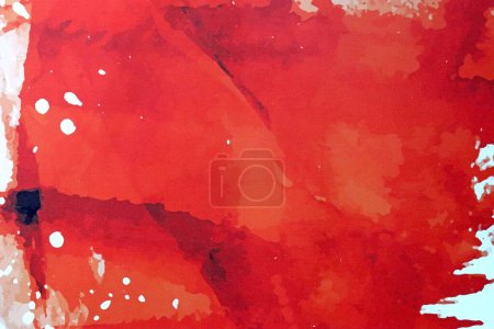 Téléchargez les photos : Fond peint à l'aquarelle rouge sur papier, abstraction. Photo de haute qualité - en image libre de droit