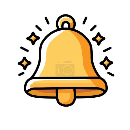 Illustration Vector Graphic Cartoon of a Bell Icon, Representing Notification, Alert, and Celebration in a Playful and Vibrant Style