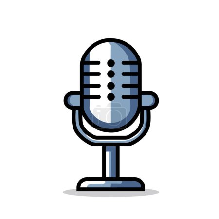 Illustration Vector Graphic Cartoon of a Microphone, Symbolizing Voice, Communication, and Performance in a Detailed and Vibrant Design