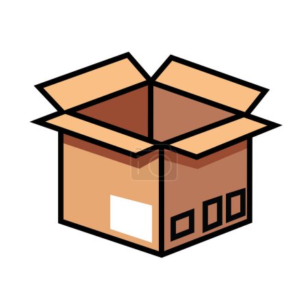 Illustration Vector Graphic Cartoon of a Cardboard Box Icon, Depicting Packaging, Shipping, and Storage in a Simple and Playful Design
