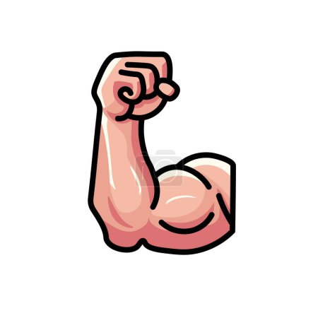 Ilustración Vector Dibujos animados gráficos de una mano muscular, con músculos fuertes y definidos