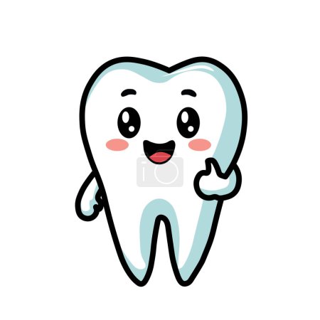 Illustration Vector Graphic Cartoon eines Zahnmaskottchens, Symbol für Zahngesundheit und -hygiene