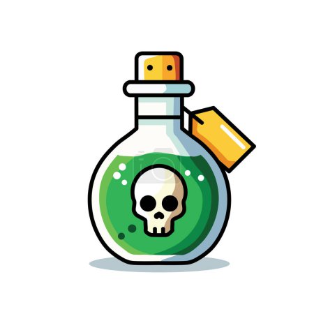 Illustration Vector Graphic Cartoon of a Poison Bottle, Symbol of Hazard and Caution 