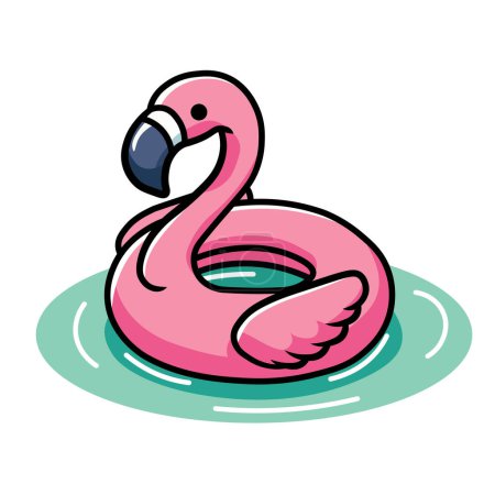 Illustration Vector Graphic Cartoon von einem Flamingo-Pool Schwimmen mit tropischen Vibes, perfekt für Sommer-Designs und Strand-Themen-Projekte