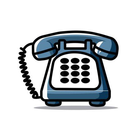 Illustration Vector Graphic Cartoon of a Telephone Icon with Retro Design and Classic Features, Representing Communication, Connection, and Nostalgia in a Fun and Engaging Style