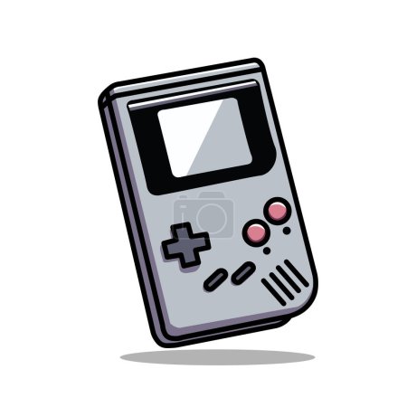Illustration Vector Graphic Cartoon of a  Classic Gameboy, Recreating Every Button, Screen, and Retro Charm to Evoke Nostalgia and Gaming Memories