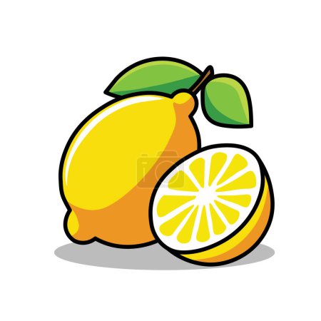 Ilustración de Ilustración Vector Dibujos animados gráficos de un limón, representado en un tono amarillo vibrante - Imagen libre de derechos