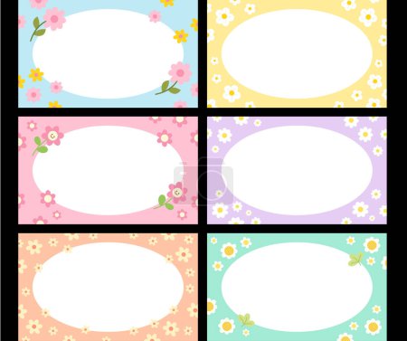 Flower pastel rectangle banners for spring, summer frames, name tags, notepads, memo, prints, ad template, social media, posters, background, wallpapers, sticky notes, easter icon, book cover, picnic, nature, garden, picture frame, rectangle banner