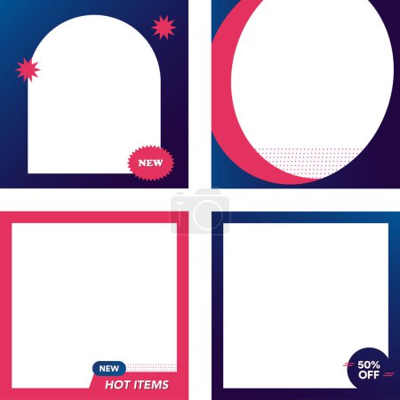 Square frame set for new product, promotion, marketing, communication, banner, wallpaper, social media post, background, online shopping, template, print, poster, post card, standee, brochure, supermarket, department store, campaign, discount frame