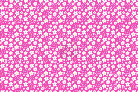 Vector illustration of flowers on a shocking pink background for floral print, wallpaper, backdrop, cute summer pattern, nature, garden, women clothing, fabric print, textile, shirt, garment, spring, memo, sticky note, book cover, design