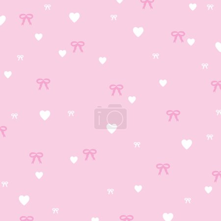Illustration of ribbons, hearts on a pastel pink background for Valentine card, print, girly pattern, kid clothes, gift wrap, packaging, fabric, wallpaper, backdrop, women textile, garment, dress, summer, duvet, blanket, curtain, phone case, nature