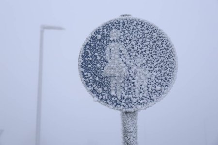 traffic sign in winter
