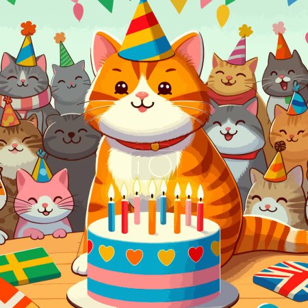 International cat day cute cat illustration design